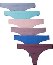 [Kalon] 6 Pack Women's Nylon Spandex Thong Underwear