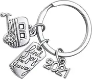 [DEARMAMY] 2pcs 2021 Key Chains Chic Key Chain Pendants Durable Material Workmanship present for Outdoor Enthusiasts and Retirees