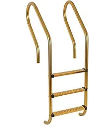 TT-YED Gold 304 Stainless Steel Pool Ladder with 3 Built-in Pool Steps, Detachable Treads for Underground Pool Ladder, Spa Escalator, Suitable for Water Parks, Hotels