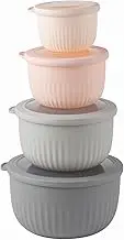 COOK WITH COLOR Prep Bowls with Lids- Deep Mixing Bowls Nesting Plastic Small Mixing Bowl Set with Lids (Pink)