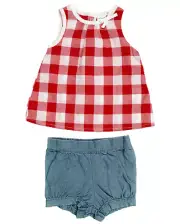 Carter's 2-Piece Gingham Plaids Sleeveless Top & Chambray Shorts Size 6M