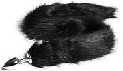 Long Black Sexy Fox Tail Cosplay Anal Plug Anal Butt Plug Adult Sex Toys for Women Men Couple Stainless Steel Anal Plug (Medium)
