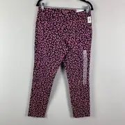 Old Navy Pixie Ankle Pants Size 6 Pink Navy Leopard Print