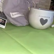 DEMDACO Happy Heart Classic Cream 16 Ounce Stoneware Handled Soup Mug Bowl