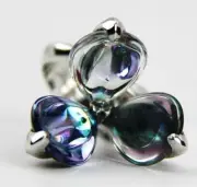 Fleurs De Psydelic Dawn 55 SIZE 7 BACCARAT 3Petal BLUE Crystal Silver RING MIB
