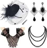 [Diwlolido] Fascinators Hats Pillbox Hat Cocktail Tea Party Feather Hair Clip Wedding Headwear with Veil for Women and Girls