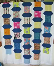 U-Finish Lantern Festival Patchwork Quilt Top, Handmade, 53" x 80"