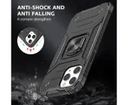 Black Shockproof Ring Case Stand Cover for iPhone 12 Pro