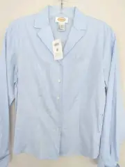 Talbots Size 8P Petite Shirt Blouse Cotton Light Blue NEW with Tags Fitted