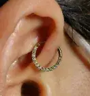 Aliya Septum Nose Ring in 14K Gold with Natural Diamond Clicker Daith Piercing