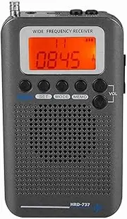 SustVita Multi Band Radio Receiver, Handheld VHF Air Band Scanner with Rechargeable Battery, Frequency Bands: AIR FM AM CB SW, Portable Travel Radio (Black)