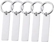 EXCEART 5pcs Glossy Strip Hangtag Stainless Steel Keychain Blanks Blank Stamping Tags Blanks for Engraving Diy Carving Making Tags Metal Key Ring Diy Lettering Keychains Dog Cat Puppy