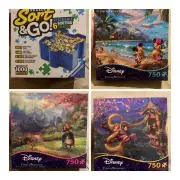 Thomas Kincade 3 Disney Puzzle Bundle And A Sort and Go