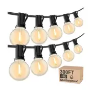 RTTY Outdoor String Lights 300 FT Globe LED Patio Lights with G40 Plastic Bul...