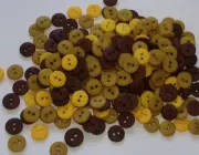 150 ASSORTED COLORS 7/16th INCH 2 HOLE YBO BUTTONS, NEW