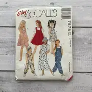 McCalls 7575 Sewing Pattern Jumper Romper Jumpsuit Y2K Girls Size 7-10 UNCUT