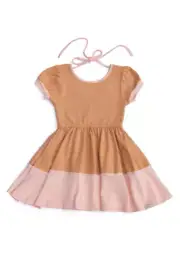 Girls Omi Jo WDW Well Dressed Wolf Billow Dress Butterscotch/Pink Size 6 years