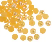300pcs Flatback Pearls 8mm ABS Plastic Half Round Dome Pearls, Gold Yellow