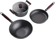 Pots and Pans Set Nonstick, Cookware Sets, 5 PCS Induction Kitchen Cookware Set, Non Stick Cooking Set w/Frying Pans (Temujin)