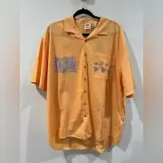 NWT QUIKSILVER X STRANGER THINGS THE MIKE SHORT SLEEVE SHIRT MOCK ORANGE Size M