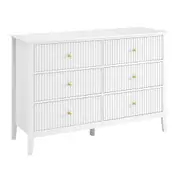 Issey Modern Wooden Fluted Chest Of 6-Drawers Dresser Storage Cabinet White