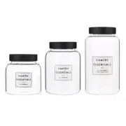 Storage Container Glass Pantry Essentials Canister Wood Lids Assorted Size 2 PK