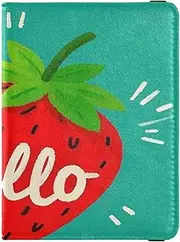 [Amooorous] Hello Cartoon Cute Red Strawberry Leather decorative Passport Holder Cover Wallet Wallet Combo Passport Holder Lightweight, Hello Cartoon cute red strawberry, 1 size