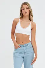 White Bralette Seamless - Size L, Women's Bralette