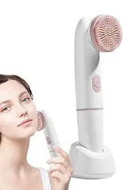 Face Cleansing Brush - Facial Brush Vibration Cleaning Brush,Ultrasonic Face Massager Waterproof, Rechargeable Skin Care Tools with 2 Heads for Men Women