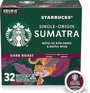 Starbucks K-Cup Coffee Pods, Dark Roast Coffee, Sumatra, 100% Arabica, 1 box (32 pods)