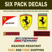 6 Pack of Ferrari Decals Retro Scuderia Ferrari Formula One Racing Stickers