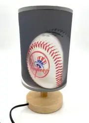 New York Baseball Wood Base Table Lights Table Lamp with Light Bulb Cartoon B...