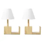 Sherwood Set of 2 Marie Wooden Bedside Table Lamp with Bookshelf