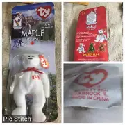7/1/1996 Maple the Bear Ty Teenie Beanie Babies Baby Rare Unopened 1993 Tush Tag