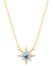 Gabi Rielle 14K Over Silver CZ Starburst Necklace