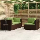 3 PCS Modular Design Garden Lounge Set Poly Rattan Outdoor Furniture Patio Chair