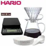 【HARIO】SIMPLY V60清透玻璃手沖組及INGA 計時電子秤