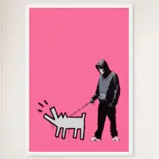 Galrie Banksy Choose Your Weapon Bright Pink Poster Print 2010 - Edgy Art Collection, White Frame, A1 60 x 84cm (23 x 33inch)