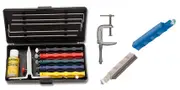 Lansky Deluxe Knife Sharpening System + C-Clamp Mount + Medium Serrated Hone + Lansky Super Sapphire Hone Bundle