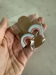 Polymer Clay Rainbow Earrings Pastel Blue Pink White