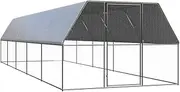 Outdoor Chicken Cage Coop Pet House 3x10x2 m Galvanised Steel