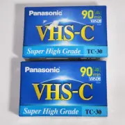 2 Panasonic TC-30 Super High Grade 90 min Tapes VHS-C Factory NEW/Sealed Vintage