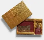 COACH Signature ID Card Case Wallet & Photo Keychain Bag Charm IN GIFT BOX NWT