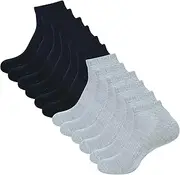 [AJ DEZINES] Ankle Low Cut Socks for Men Pack of 6 Pairs (Ankle Socks M 3 Black, 3 GreyP6-14to16), 3 Black, 3 Grey, 14-16