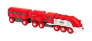 Brio World Streamline Train Set Long Red Silver Wooden Wagons 14 Wheels