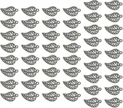 Colaxi 50 Pieces Leaf Charms Vintage Alloy Pendants Findings Mini Leaf Shape Accessories for Jewelry Making Graduation Gift Earrings, Argent