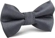 [OTAA] Slate Grey Charcoal Basket Weave Kids Bow Tie Grey Slate Grey Charcoal Basket Weave Kids Bow Tie