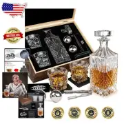 Luxury Whiskey Gift Set with Decanter, Glasses, and Reusable Stones - 10 Pieces