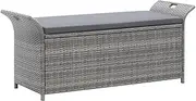 vidaXL Outdoor Storage Bench with Dark Grey Cushion, Durable PE Rattan Construction, Large Storage Space, Grey - 138 cm