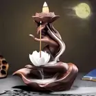 Censer Burner Incense Burner Lotus Shape Incense Burner with Backflow Holder